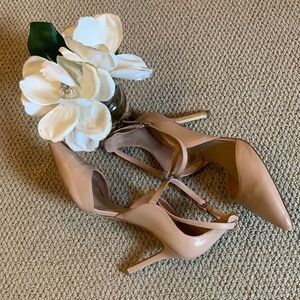 🌹Saks Fifth Avenue Tan Colored Strappy Pump Leather Heels